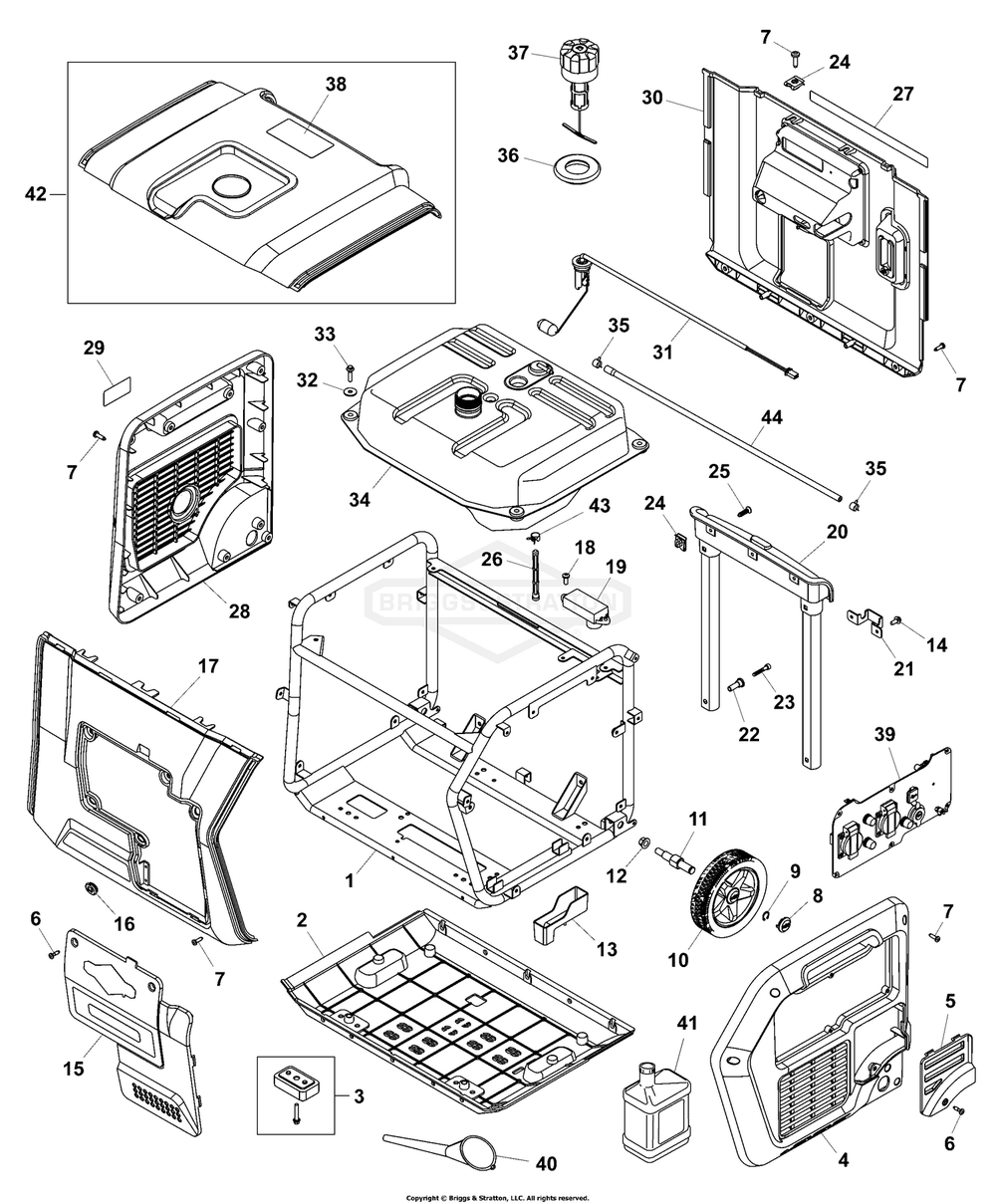 Main Unit P1 Diagram and Parts List for 030806-00  Briggs and Stratton Generator